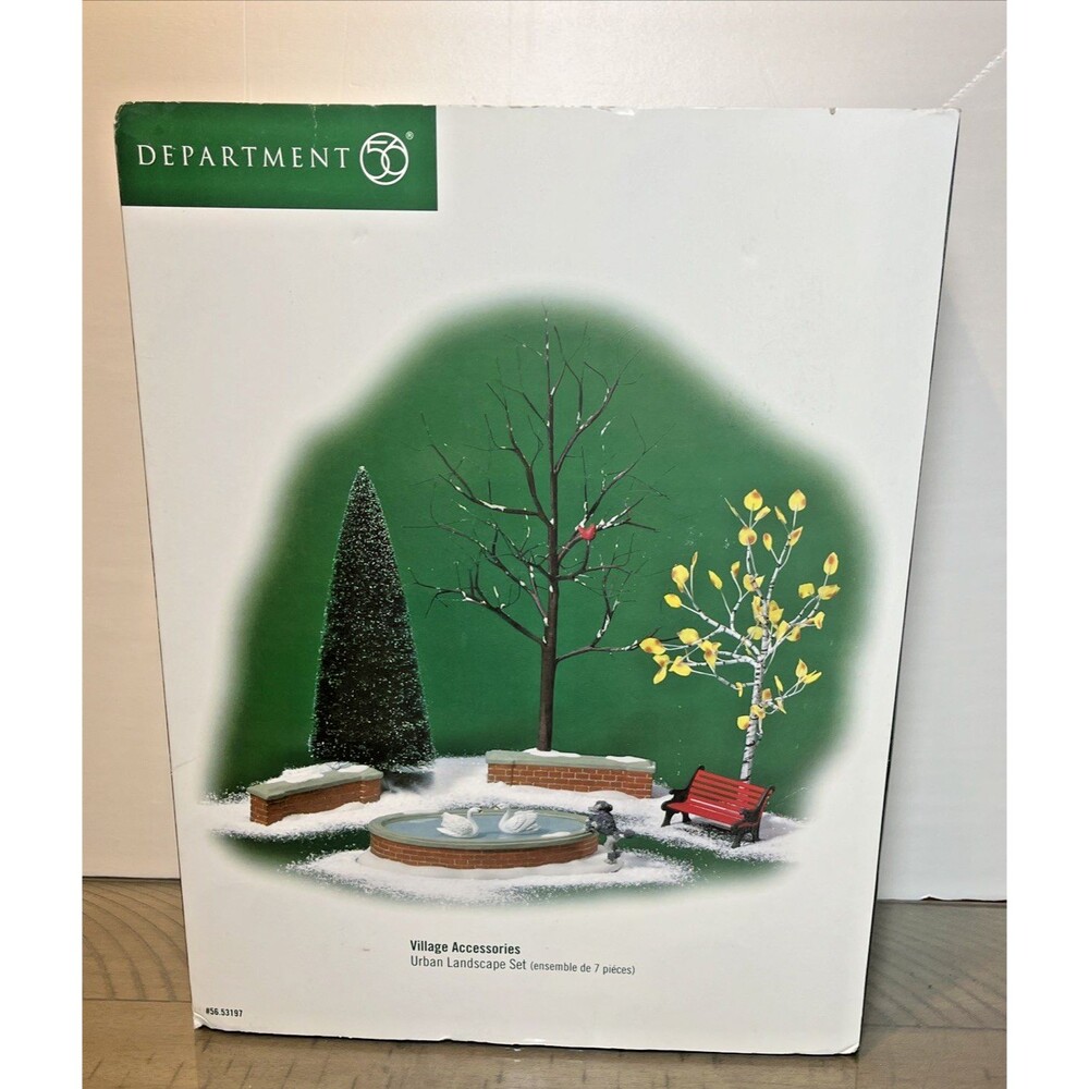 Dept 56 Village Accessories 53197 Urban Landscape Set 7 Pieces Town 2004 NEW NIB